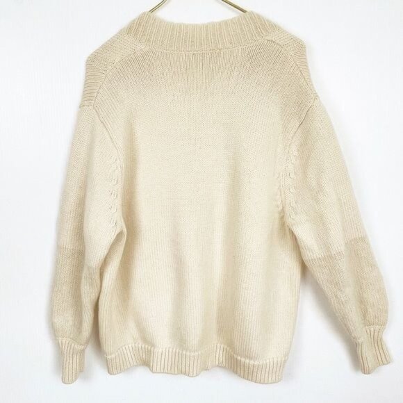 Zara ivory wool & Mohair blend V Neck boxy Sweater size medium - Picture 3 of 8